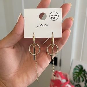 Gold Dangly Silver Post Earrings